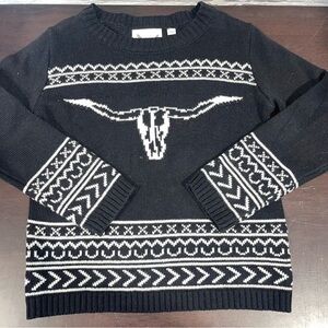 Cotton rye Sweater with White Pattern  black and white youth 8